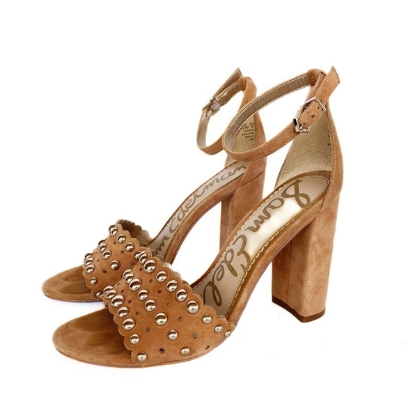 Sam Edelman Shoes - SAM EDELMAN Yaria Suede studded block heel open toe Sandals Womens size 6.5